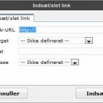 Sådan ser dialogboksen Indsæt link ud i WordPress