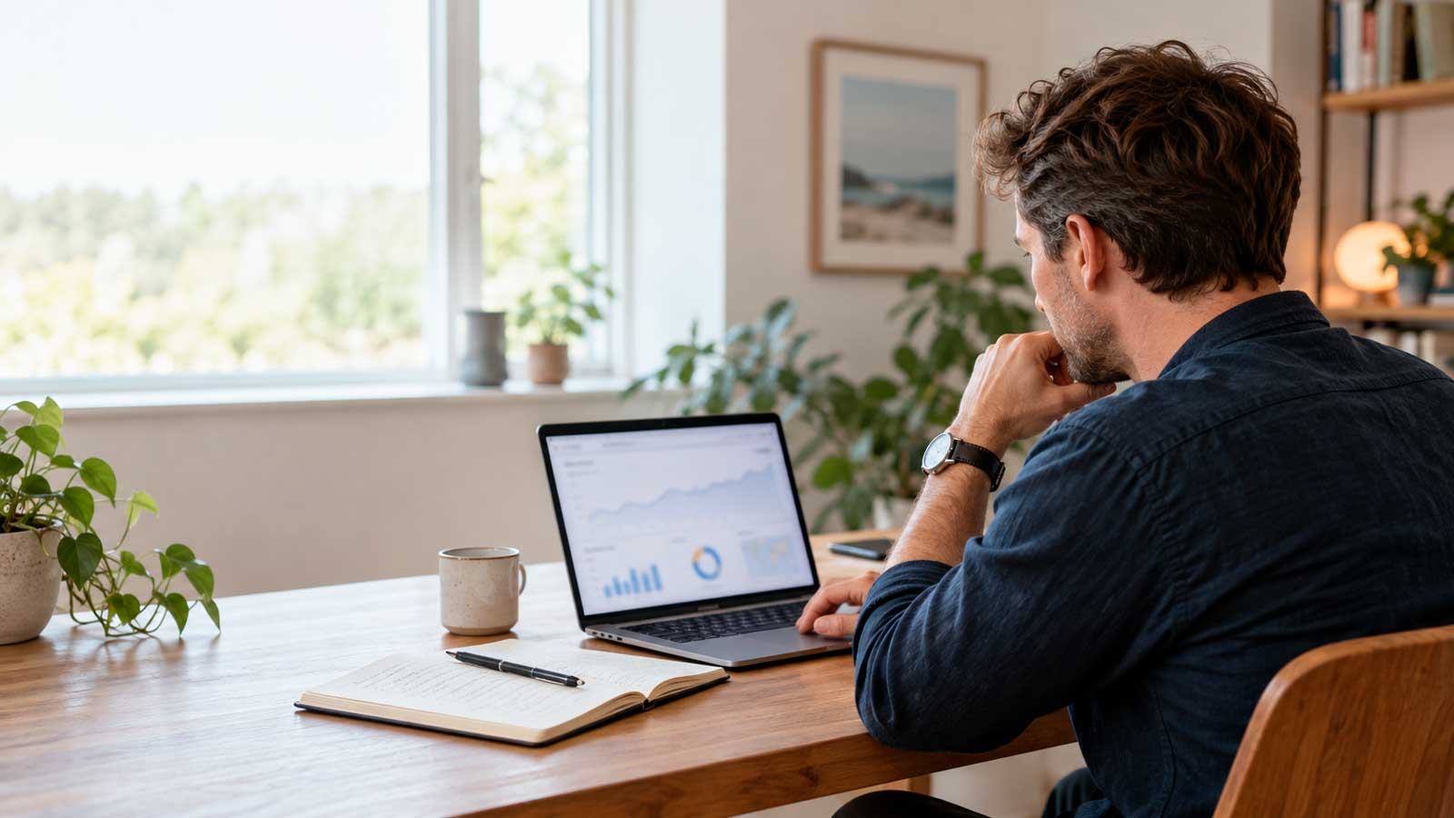 SEO konsulent ved laptop i hjemmekontor