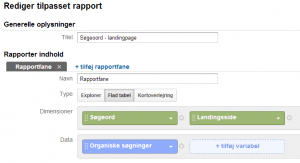 Brugerdefineret rapport i Google Analytics