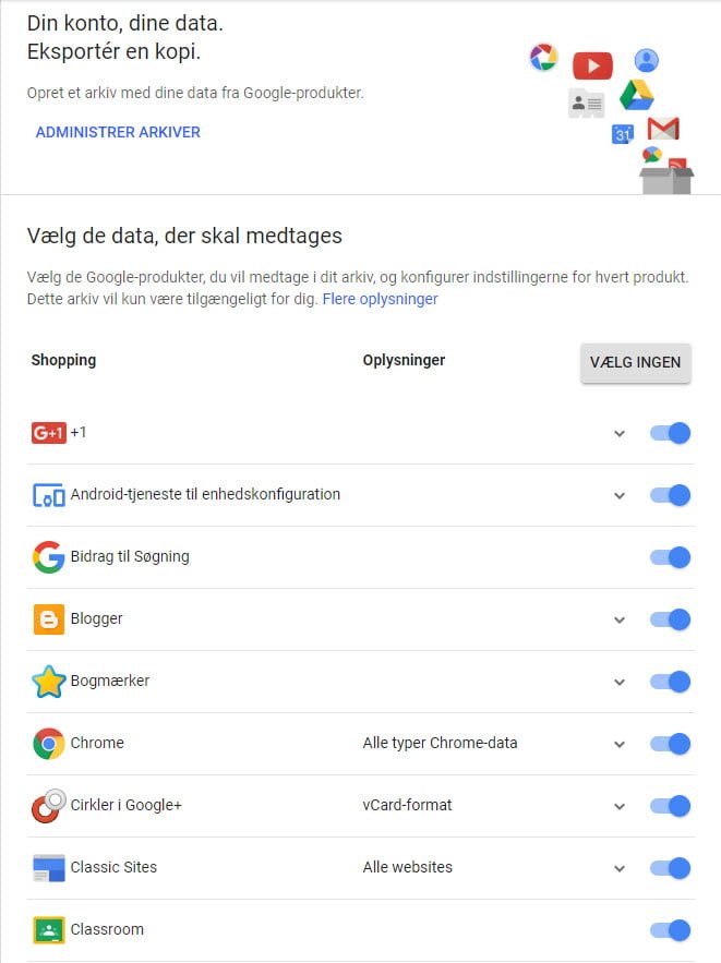 Gem de data Google har om dig